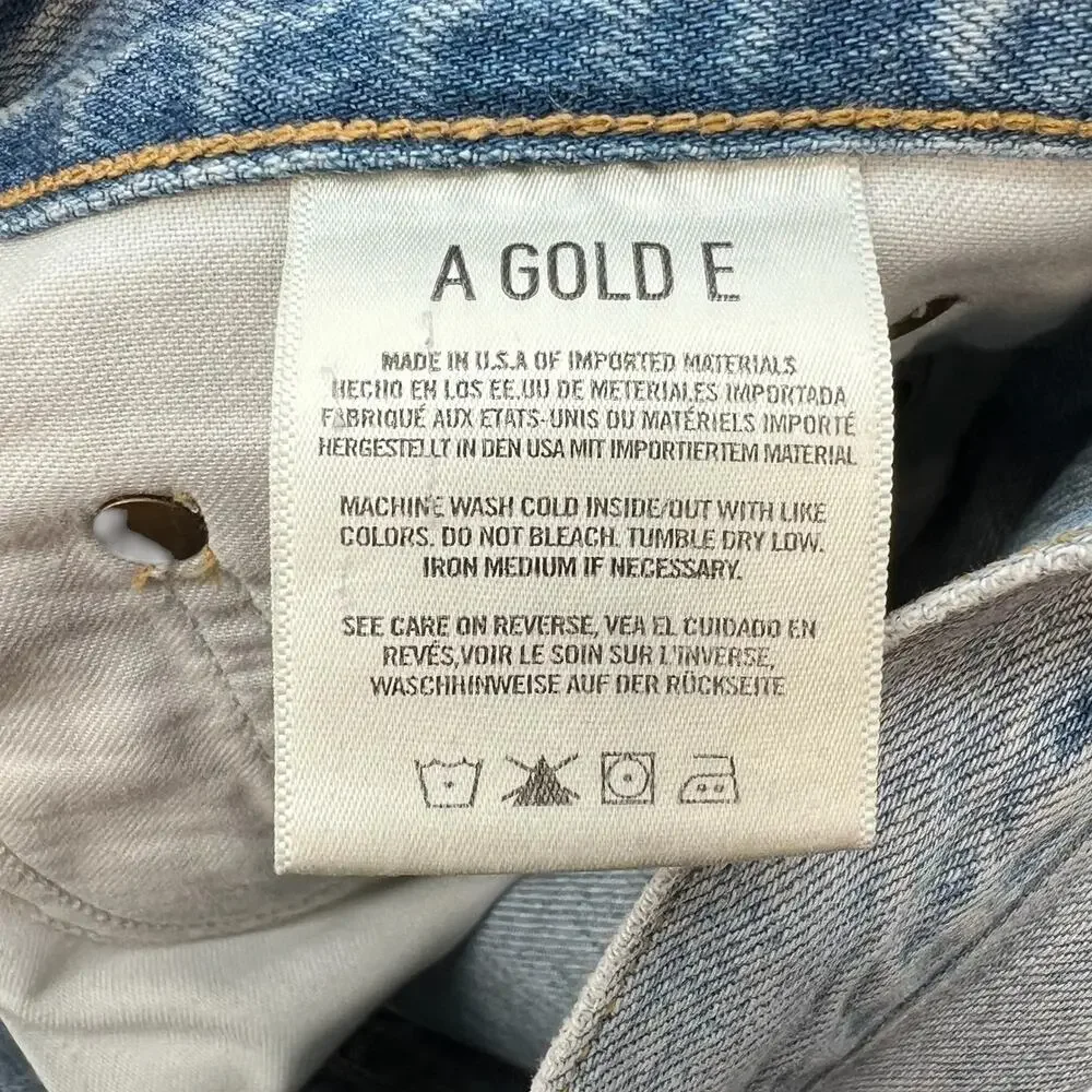 Agolde Riley High Rise Straight Crop Jeans Denim‎ Shatter Wash Blue Size 27
